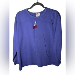 Vintage Disney Store Purple Long Sleeve T-Shirt Mittens Embroidery Womens Size L